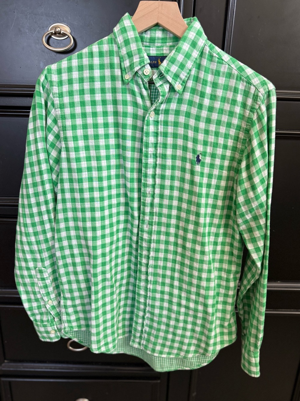Ralph Lauren Green Gingham Button-Down Shirt